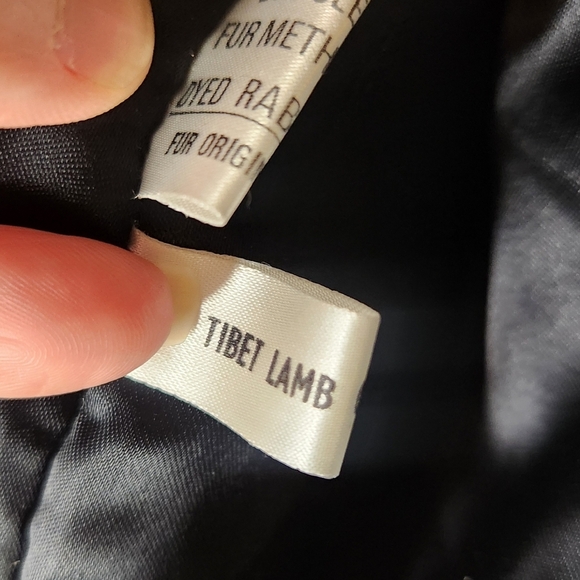 Tibetan lamb mongolian dyed rabbit fur black coat Hong Size medium Jacket Winter - Picture 14 of 16